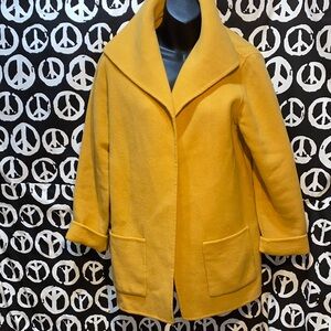 EILEEN FISHER Yellow Open front Coat Patch pockets Sz PS